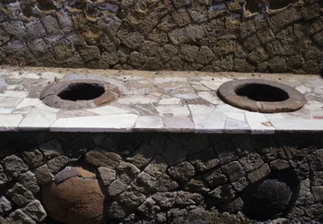 Restored Remains of a Thermopolium (Snack Bar) with Bowls Set into the Counter